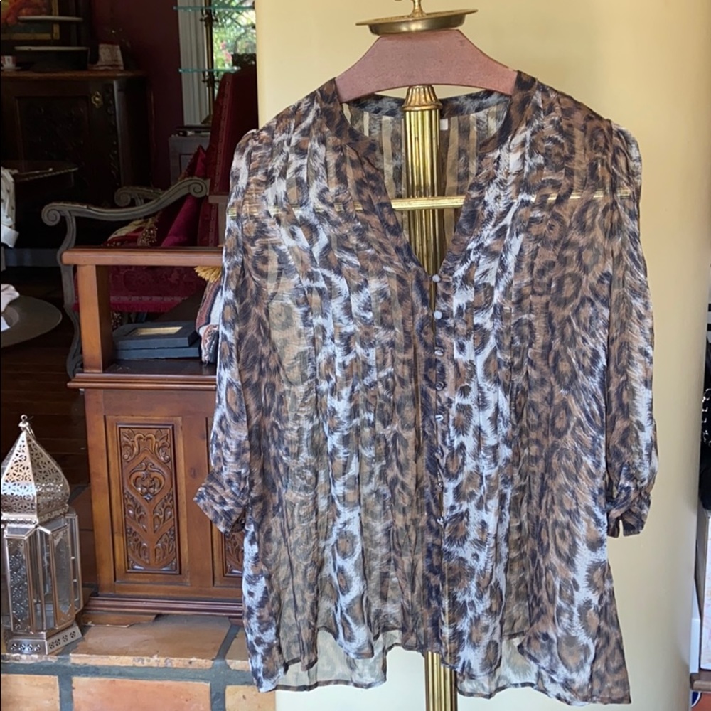 Joie leopard print sheer blouse